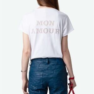 Zadig & Voltaire Pink Tunisien Mon Amour Fishnet T-shirt Size Small